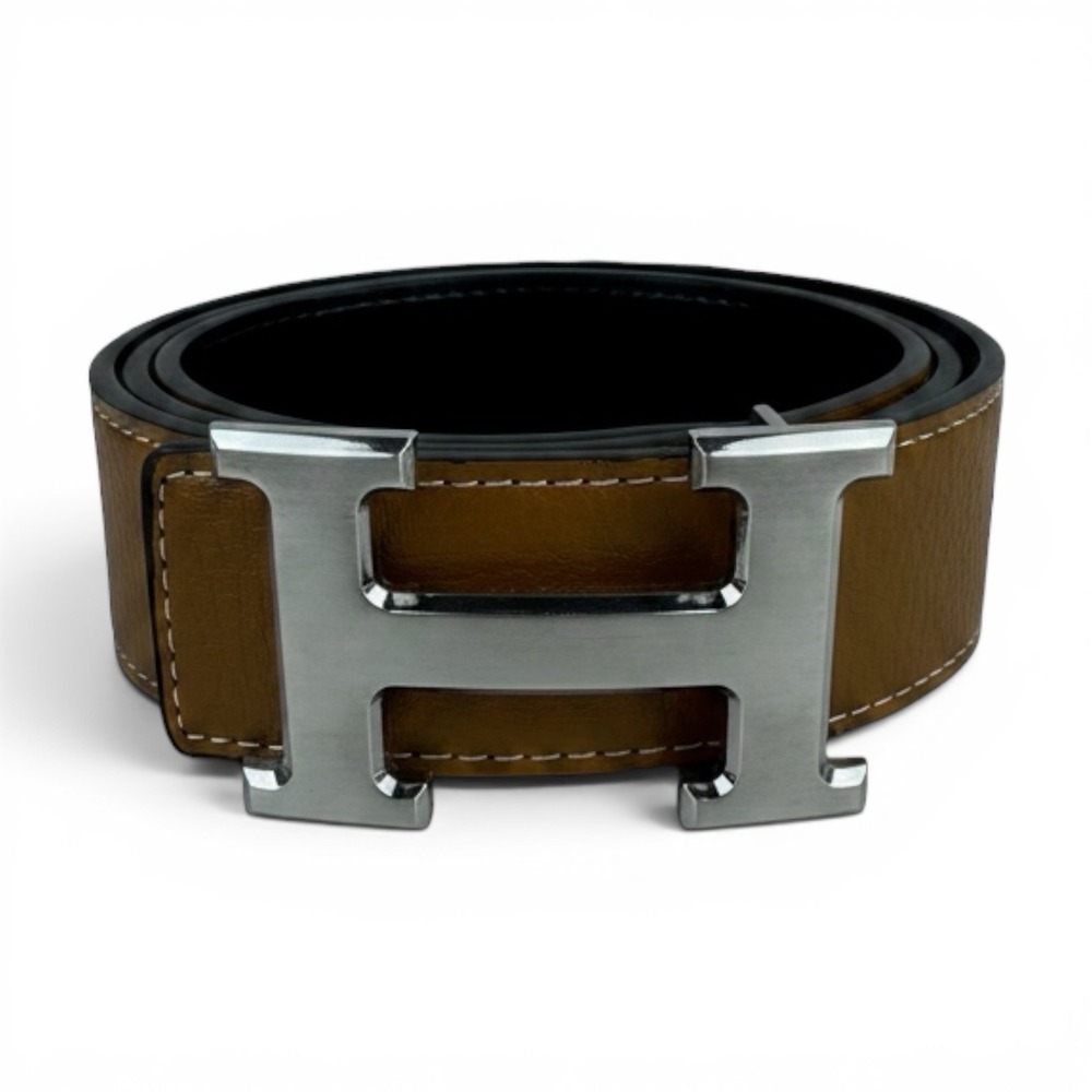Hermès Constance H Belt Reversible Black/Brown Leather Silver Buckle Size 110